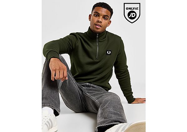 Fred Perry Badge 1/2 Zip Sweatshirt  Olive