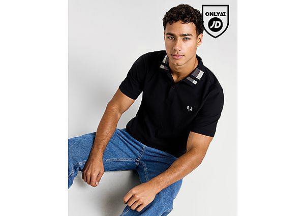 Fred Perry Check Collar Polo Shirt  Black