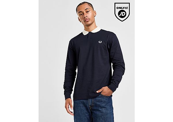 Fred Perry Long Sleeve Rugby Polo Shirt  Navy