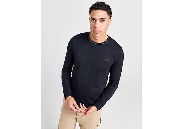 Fred Perry Twin Tip Long Sleeve T Shirt  Navy