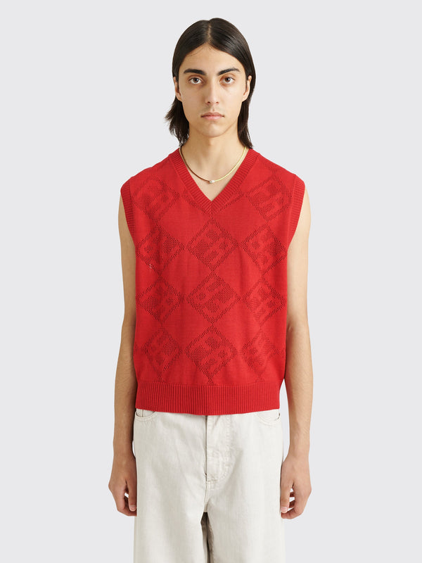 Fucking Awesome Letter Square Vest Red