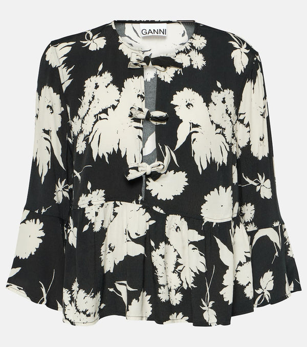 Ganni Floral crêpe blouse