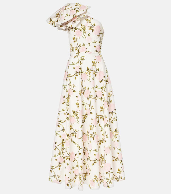 Giambattista Valli One-shoulder ruffled cotton cocktail dress