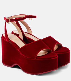 Gianvito Rossi Velvet wedge sandals