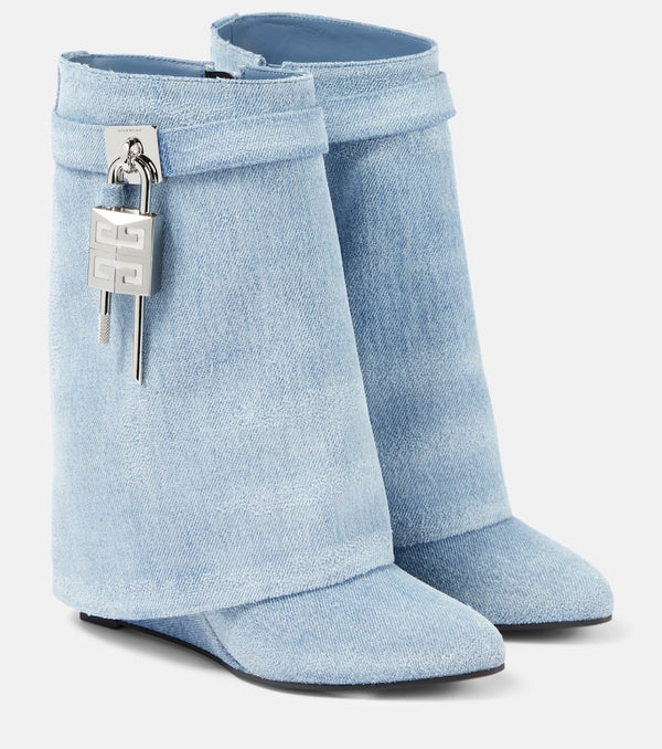 Givenchy Shark Lock denim ankle boots