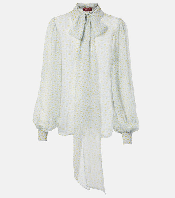 Gucci Floral sheer tie-neck silk chiffon blouse