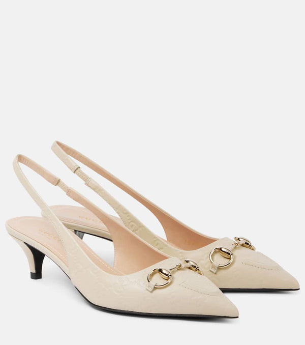 Gucci Horsebit GG 45 leather slingback pumps