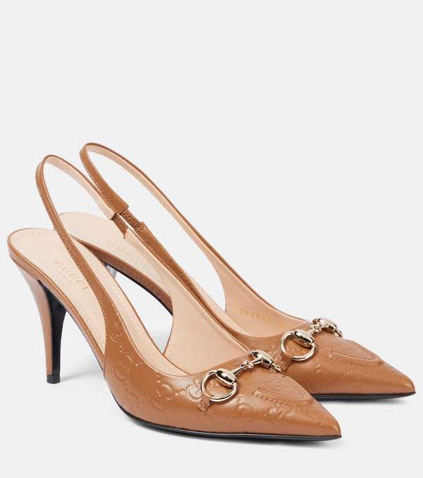 Gucci Horsebit GG leather slingback pumps