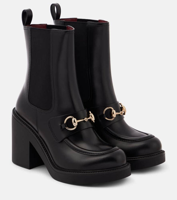 Gucci Horsebit leather platform ankle boots