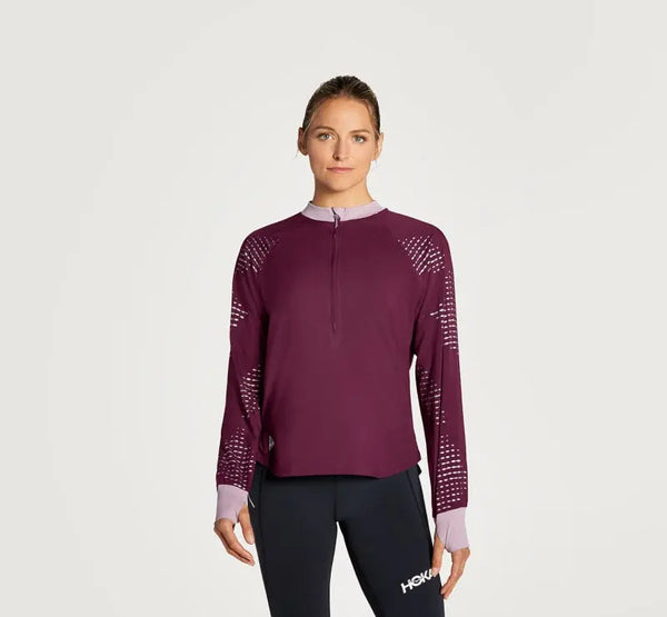 HOKA 1/2 Zip Wind Shell Jacket Grape Wine