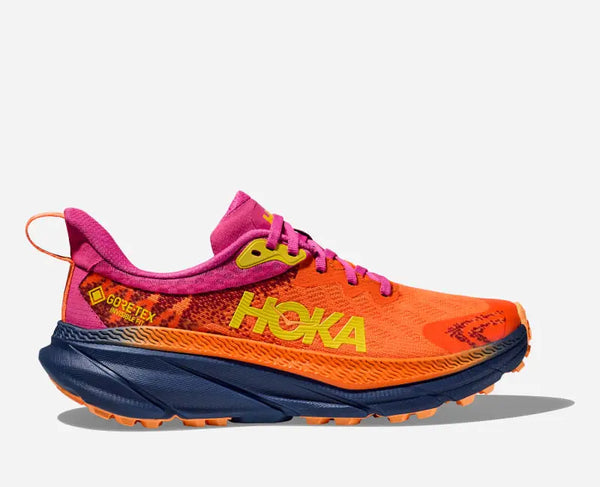 HOKA Challenger 7 GORE-TEX Trail Shoes Vibrant Orange Pink Yarrow