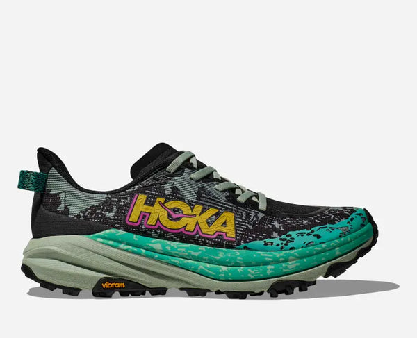 HOKA Speedgoat 6 Trail Shoes Black Aloe Vera