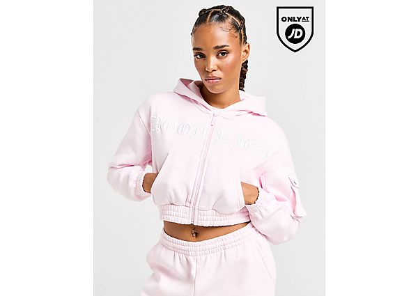 Hoodrich Dusk Crop Full Zip Hoodie  Pink