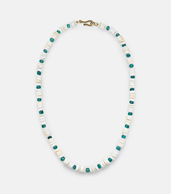 Ileana Makri 9kt gold beaded necklace with opal and apatite