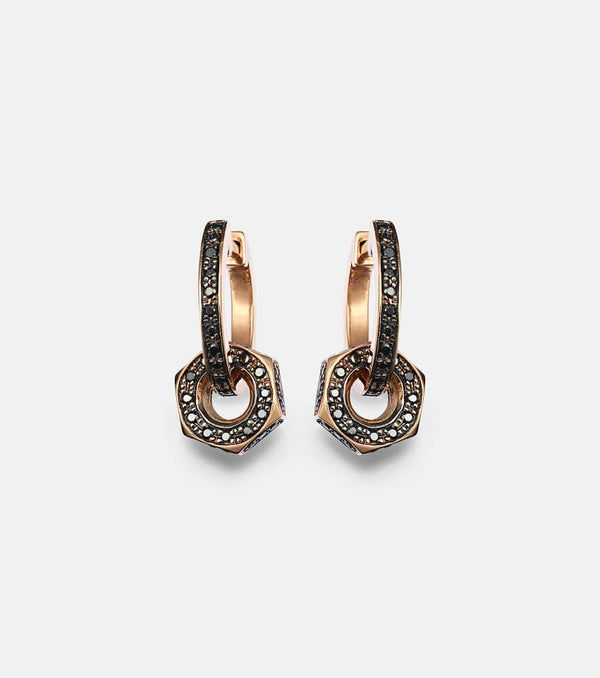 Ileana Makri Nut 18kt gold hoop earrings with black diamonds