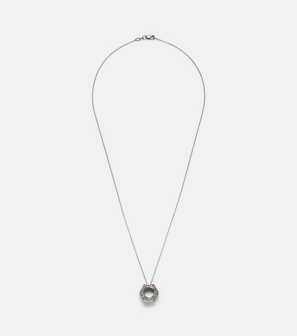 Ileana Makri Nut Pendant sterling silver and white gold necklace with black diamonds