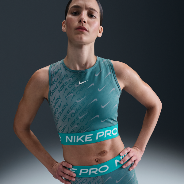 Camiseta De Tirantes Dri-Fit Estampada Cropped Para Mujer Nike Pro Verde