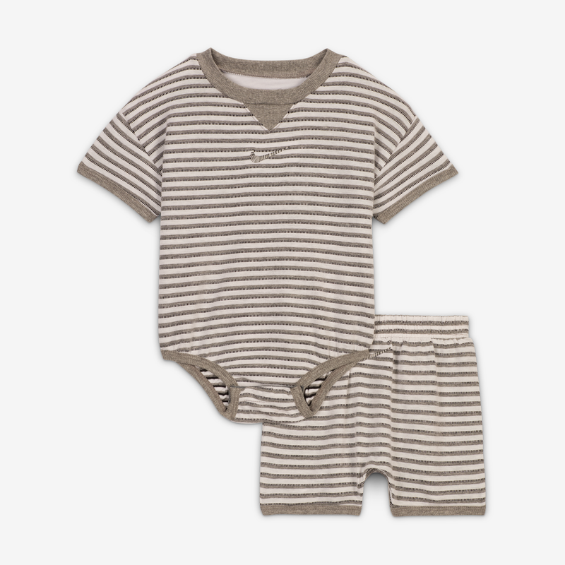 Conjunto De Body Y Shorts Para Bebé (0 A 9 Meses) Nike Readyset Gris