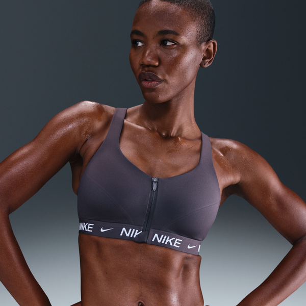 Bra Deportivo Con Almohadillas Y Cierre Frontal Para Mujer Nike Indy High Support Gris