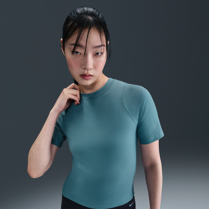 Playera De Manga Corta Dri-Fit Para Mujer Nike Zenvy Rib Azul