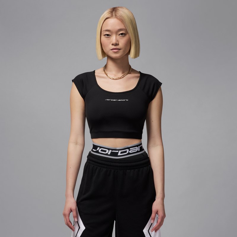 Playera De Manga Corta De Tejido Knit Cropped Para Mujer Jordan Sport Negro