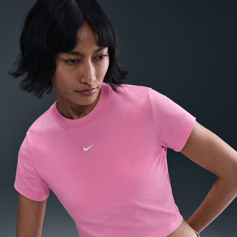 Playera Cropped Para Mujer Nike Sportswear Chill Knit Rosa