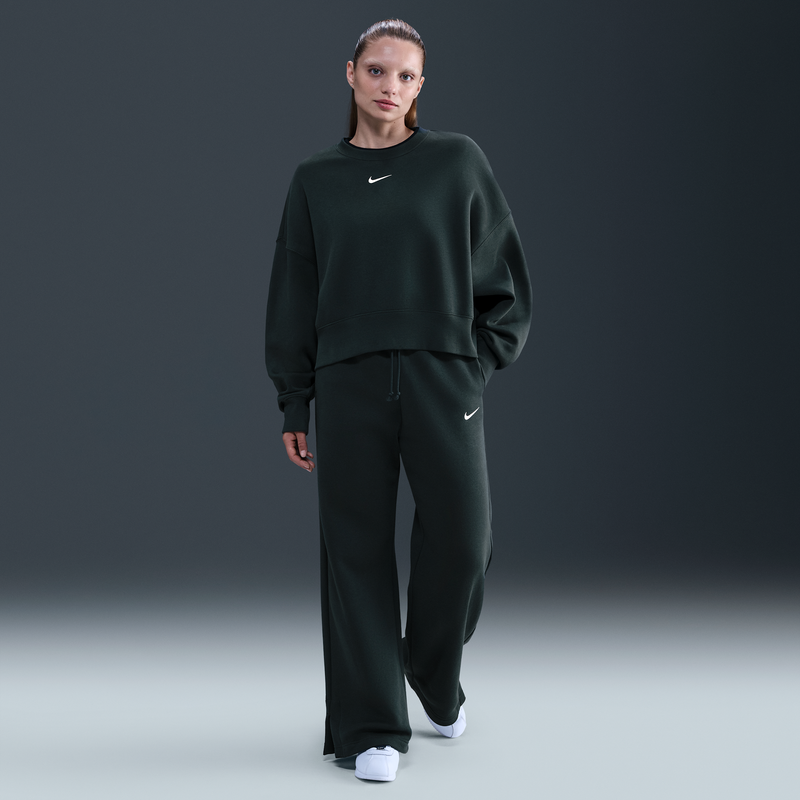 Pants de tiro alto de pierna amplia para mujer Nike Sportswear Phoenix Fleece Verde