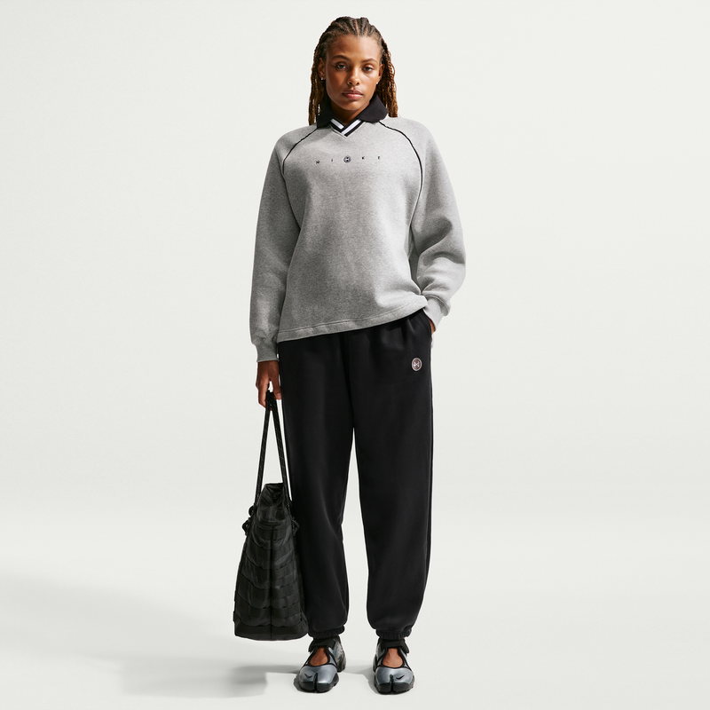 Pants con gráfico de tiro alto oversized para mujer Nike Sportswear Phoenix Fleece Negro