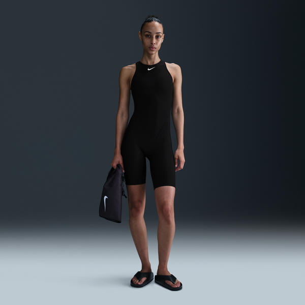 Traje De Baño Con Piernas Y Cuello Alto Para Mujer Nike Swim Hydrastrong Solid Negro