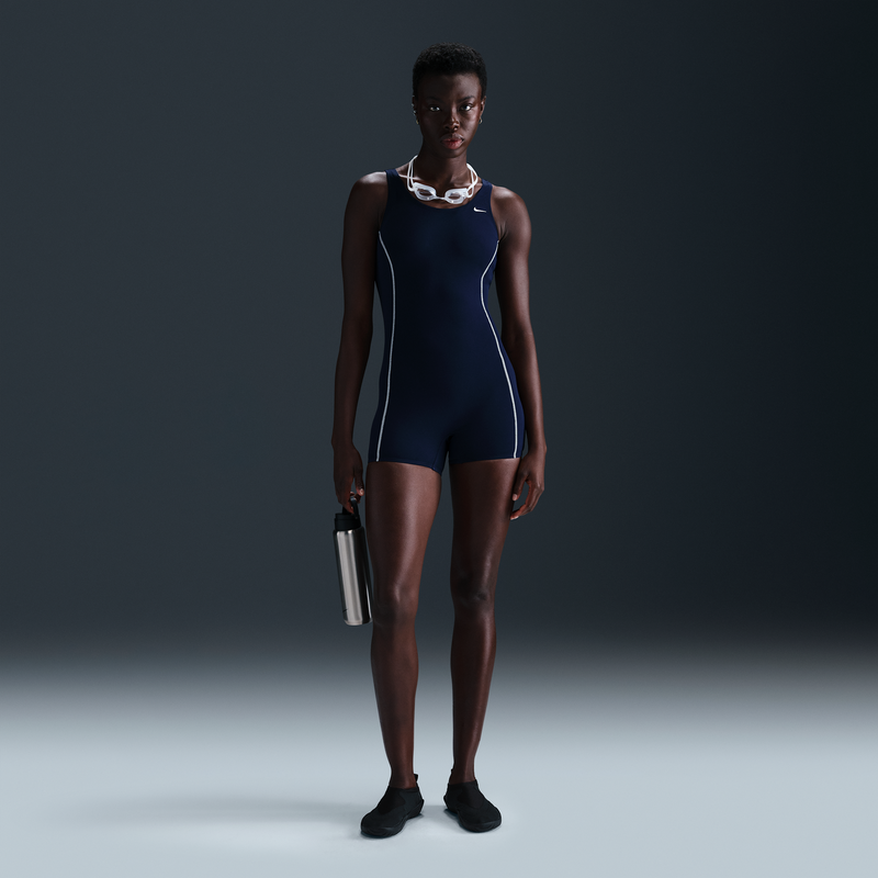 Traje de baño con piernas para mujer Nike Swim HydraStrong Solid Azul