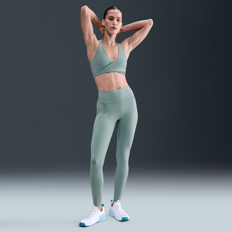 Leggings De Cintura Alta Sin Costura Delantera De Largo Completo Para Mujer Nike Universa Verde