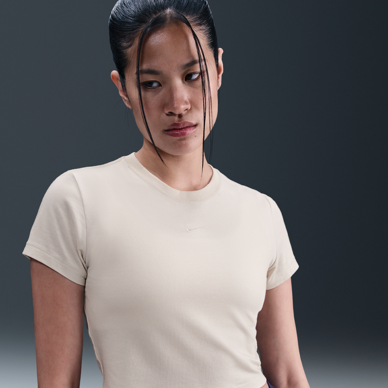 Playera Cropped Para Mujer Nike Sportswear Chill Knit Gris