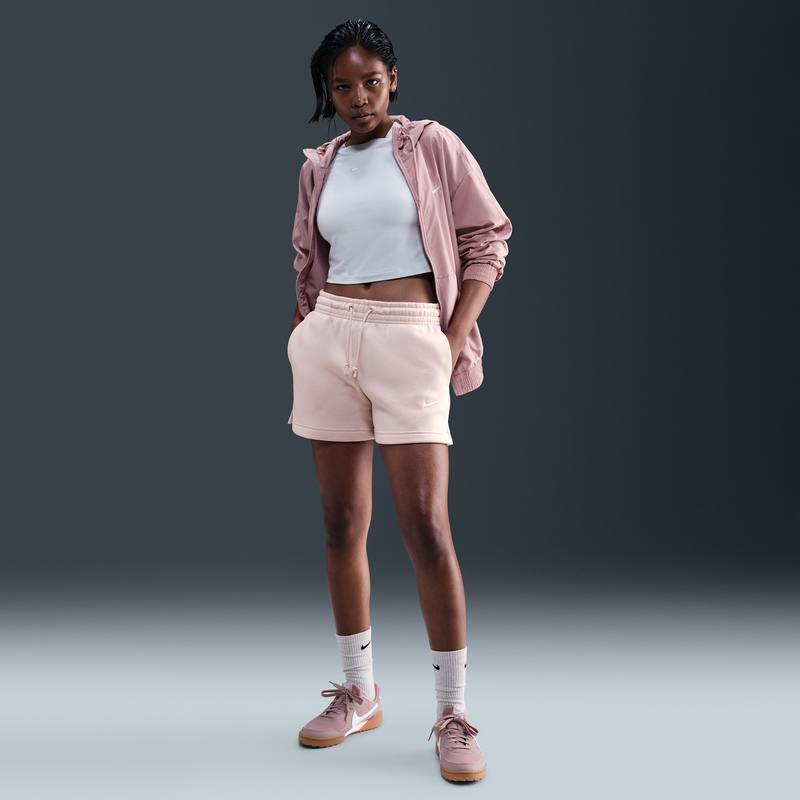 Shorts De Tiro Medio De 10 Cm Para Mujer Nike Sportswear Phoenix Fleece Rosa