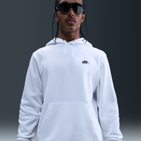 Sudadera con gorro sin cierre de tejido Fleece para hombre Nike Club Blanco