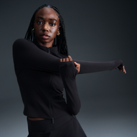 Playera de manga larga Dri-FIT con cierre completo para mujer Nike Zenvy Negro