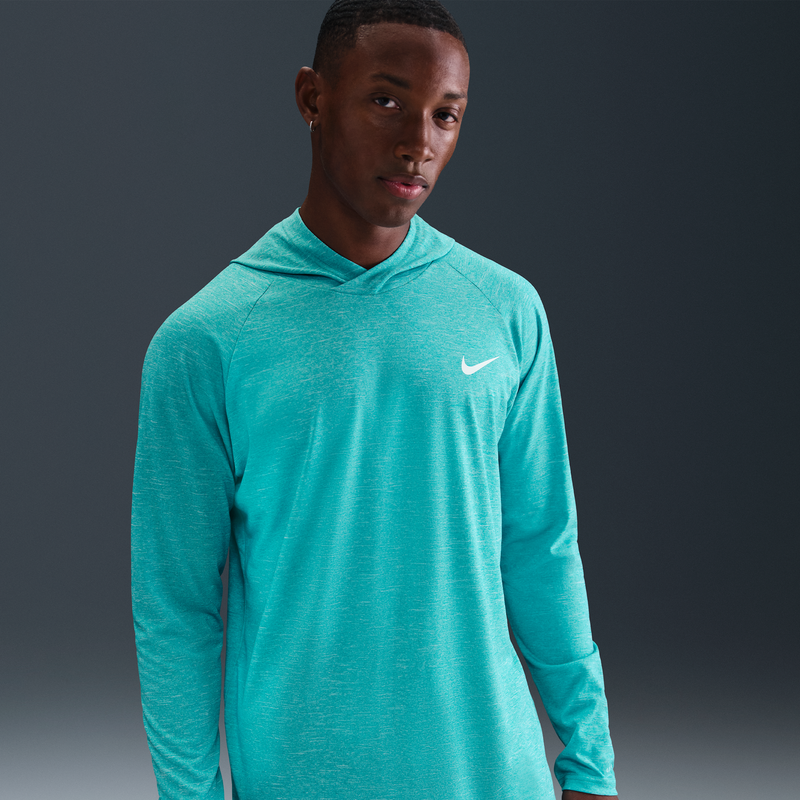 Playera Hydroguard con gorro de manga larga Nike Heather Verde