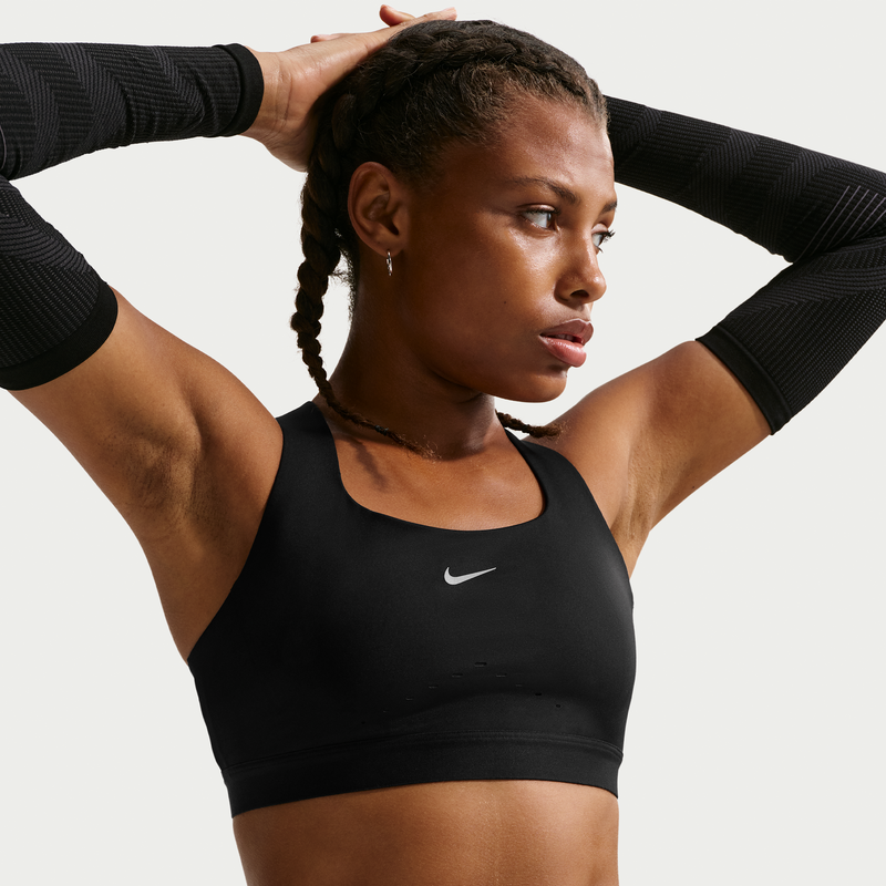 Bra deportivo de alta sujeción con forro ligero para mujer Nike Swift Negro