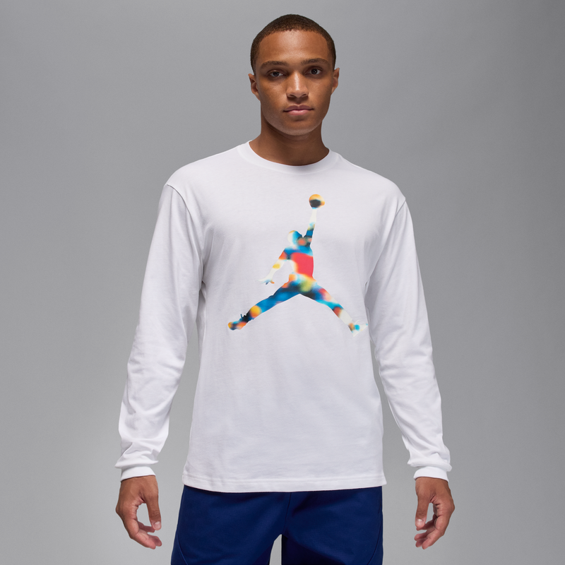 Playera de cuello redondo de manga larga Jordan Flight para hombre Blanco