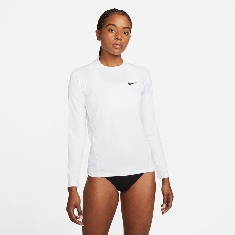 Camiseta Hydroguard De Natación De Manga Larga Para Mujer Nike Essential Blanco