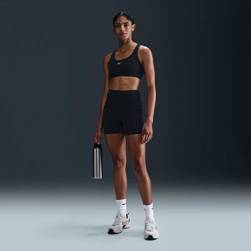 Shorts De Ciclismo De Tiro Alto De 13 Cm Sin Costura Frontal Para Mujer Nike Universa Negro