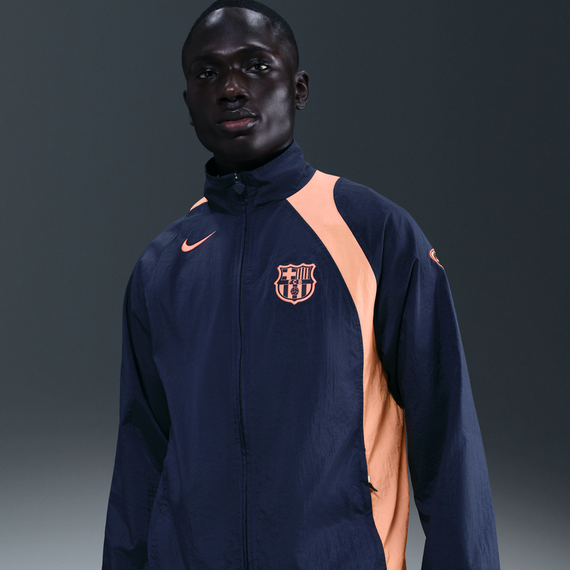 Chamarra deportiva de fútbol Nike Total 90 del FC Barcelona para hombre Azul
