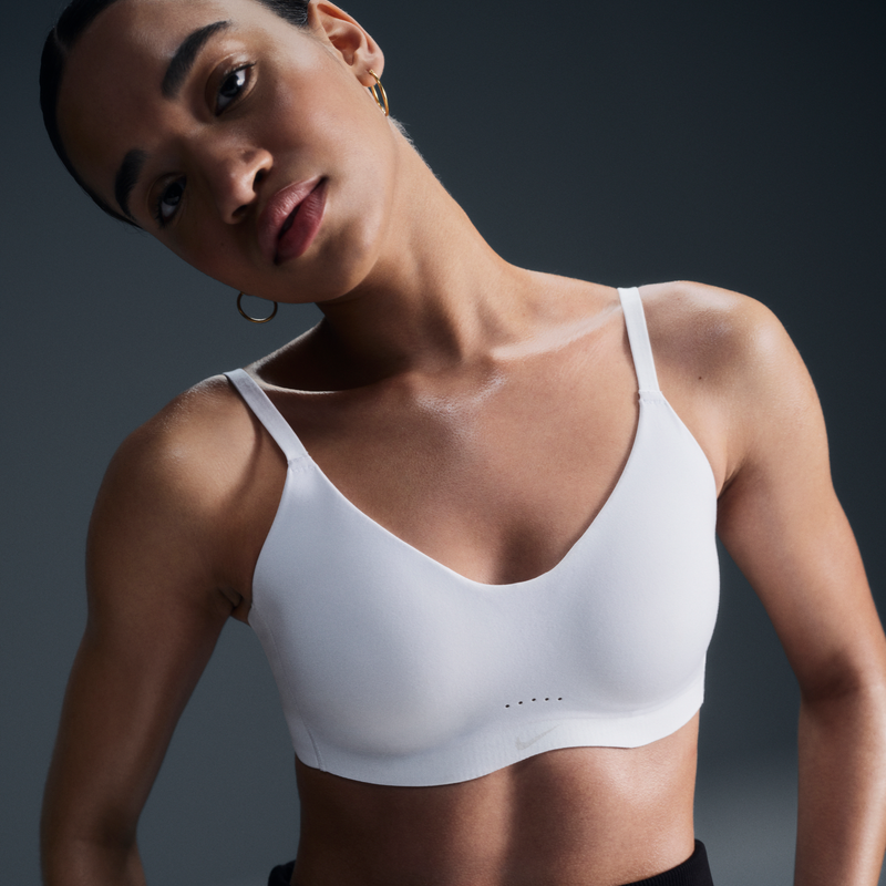 Bra deportivo convertible de baja sujeción con almohadillas para mujer Nike Alate Minimalist Blanco