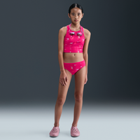 Conjunto de midkini con tirantes cruzados para niña talla grande Nike Swim Rosa