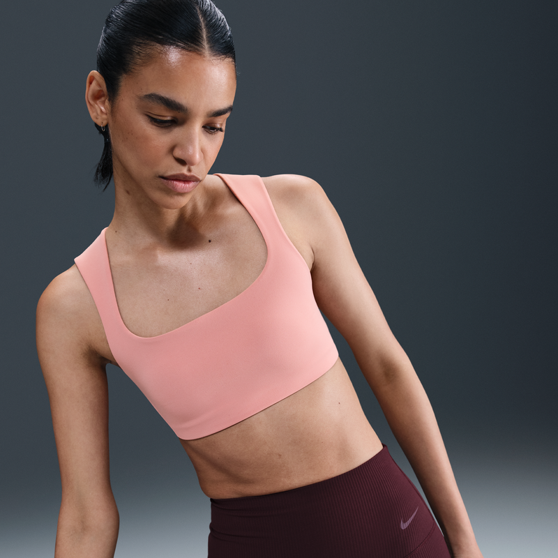 Bra deportivo de baja sujeción con forro ligero para mujer Nike Zenvy Rosa