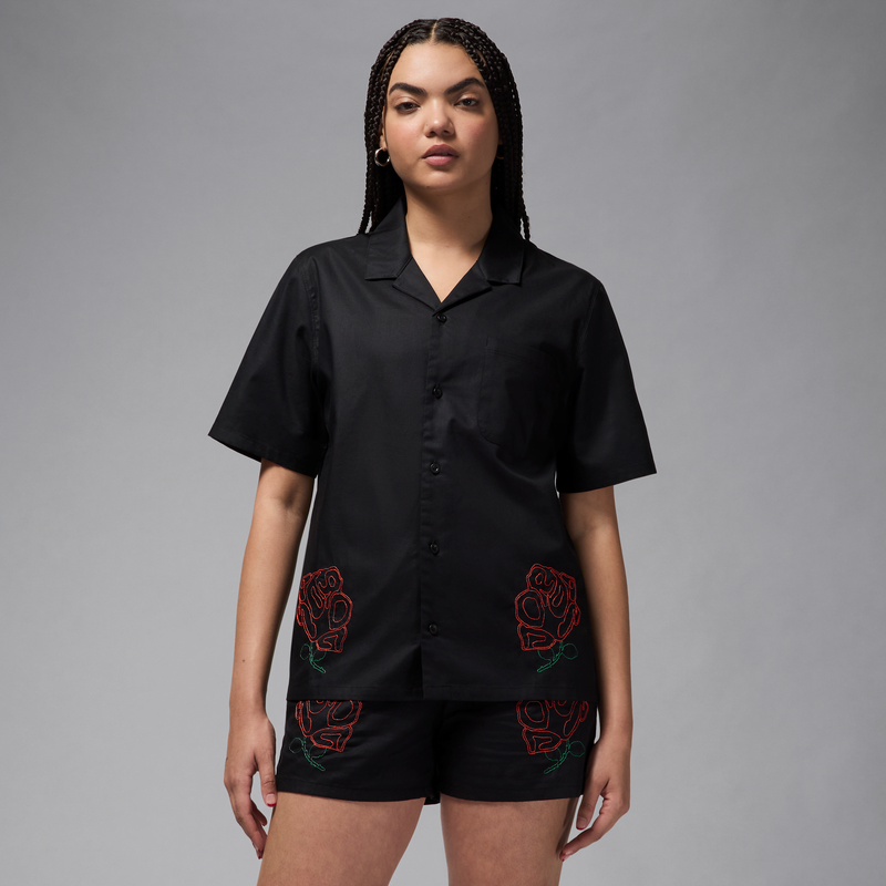Playera De Manga Corta De Tejido Woven Para Mujer Jordan Negro