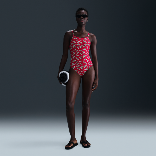 Traje De Baño De Una Sola Pieza De Espalda Deportiva Para Mujer Nike Swim Hydrastrong Rojo