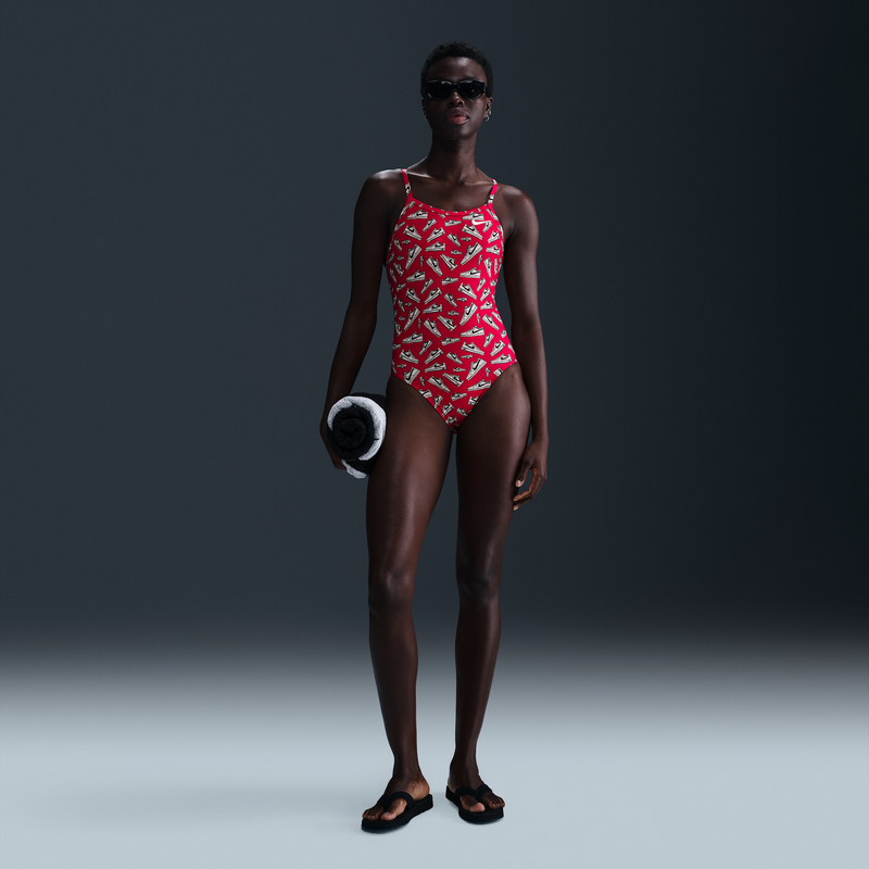 Traje De Baño De Una Sola Pieza De Espalda Deportiva Para Mujer Nike Swim Hydrastrong Rojo