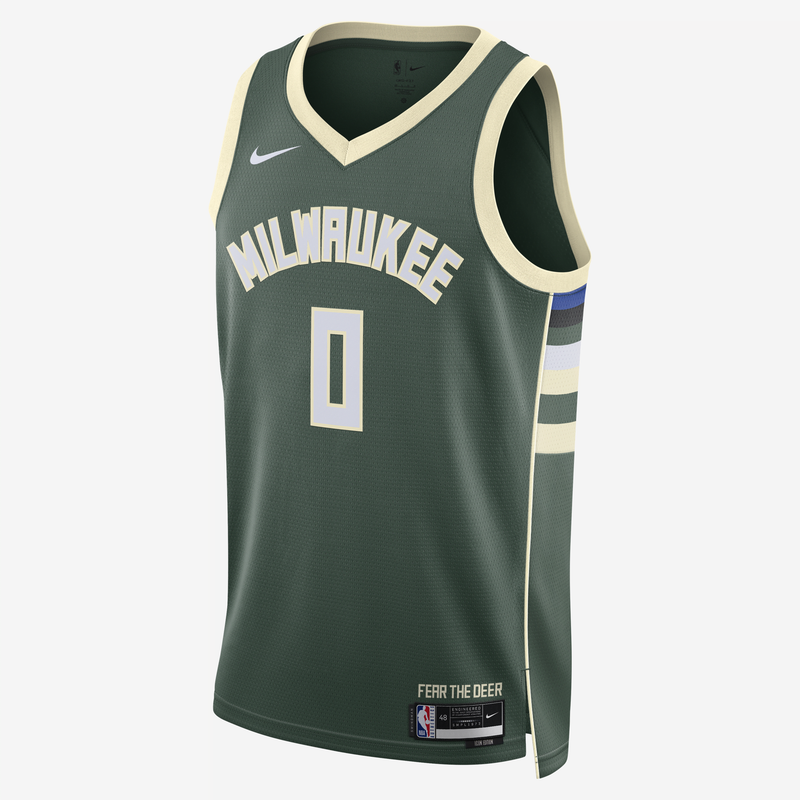 Jersey Nike Dri-FIT de la NBA Swingman para hombre Damian Lillard Milwaukee Bucks Icon Edition Verde
