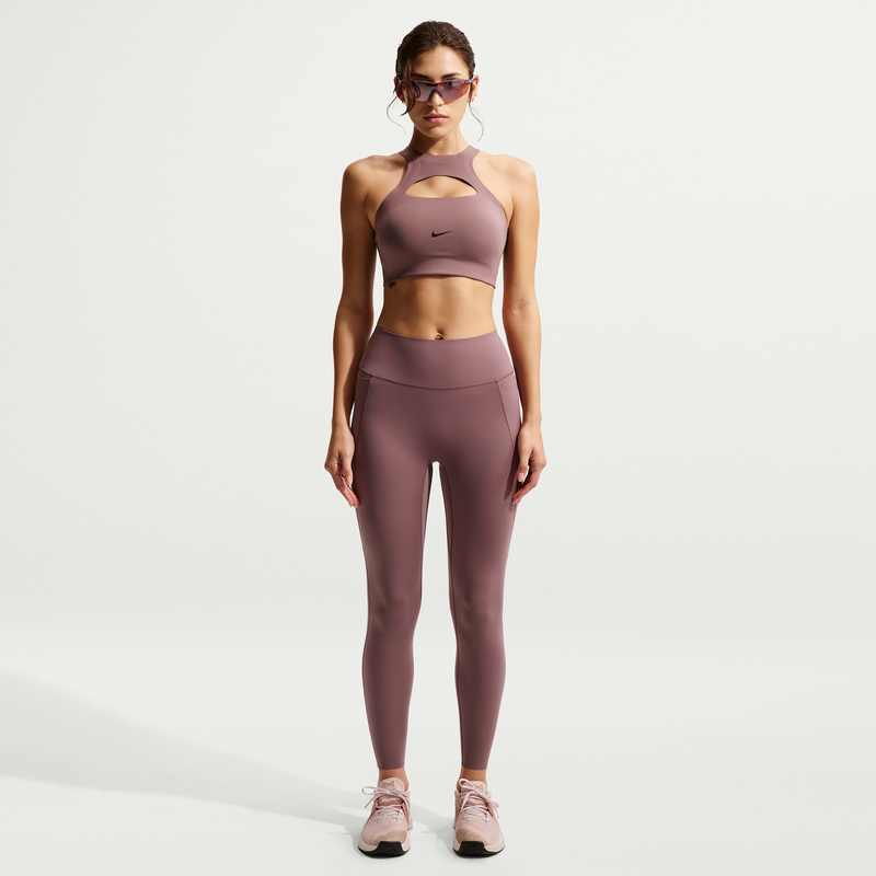 Leggings de cintura alta sin costura delantera de 7/8 para mujer Nike Universa Morado