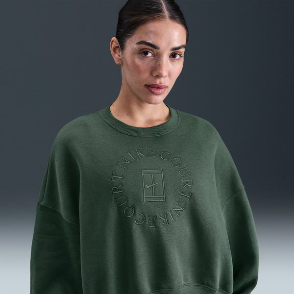 Sudadera De Cuello Redondo Extraoversized Para Mujer Nikecourt Heritage Phoenix Fleece Verde